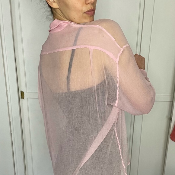 Clueless inspired blouse oversized sheer pastel pink - Picture 5 of 14